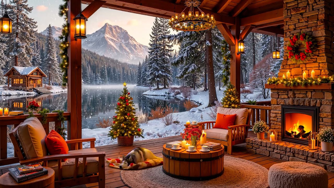 Warm Winter Jazz Music at Cozy Lakeside Porch Ambience ❄ Smooth Jazz Instrumental Music for Studying