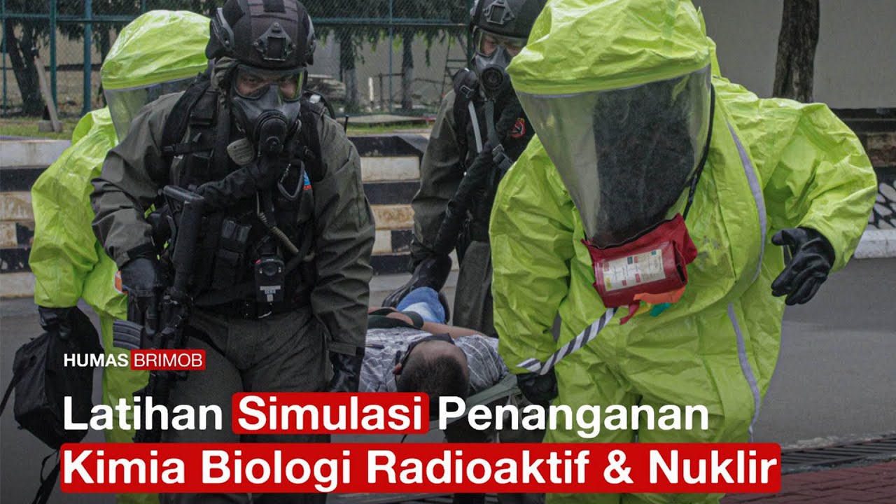 Simulasi Penanganan Kimia, Biologi, Radioaktif dan Nuklir oleh Satuan KBR PasGegana Korbrimob Polri