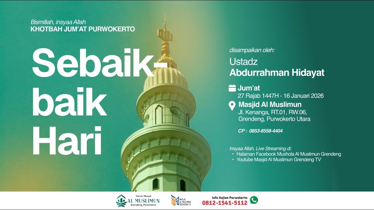 Masjid Al Muslimun Grendeng TV sedang live sekarang!