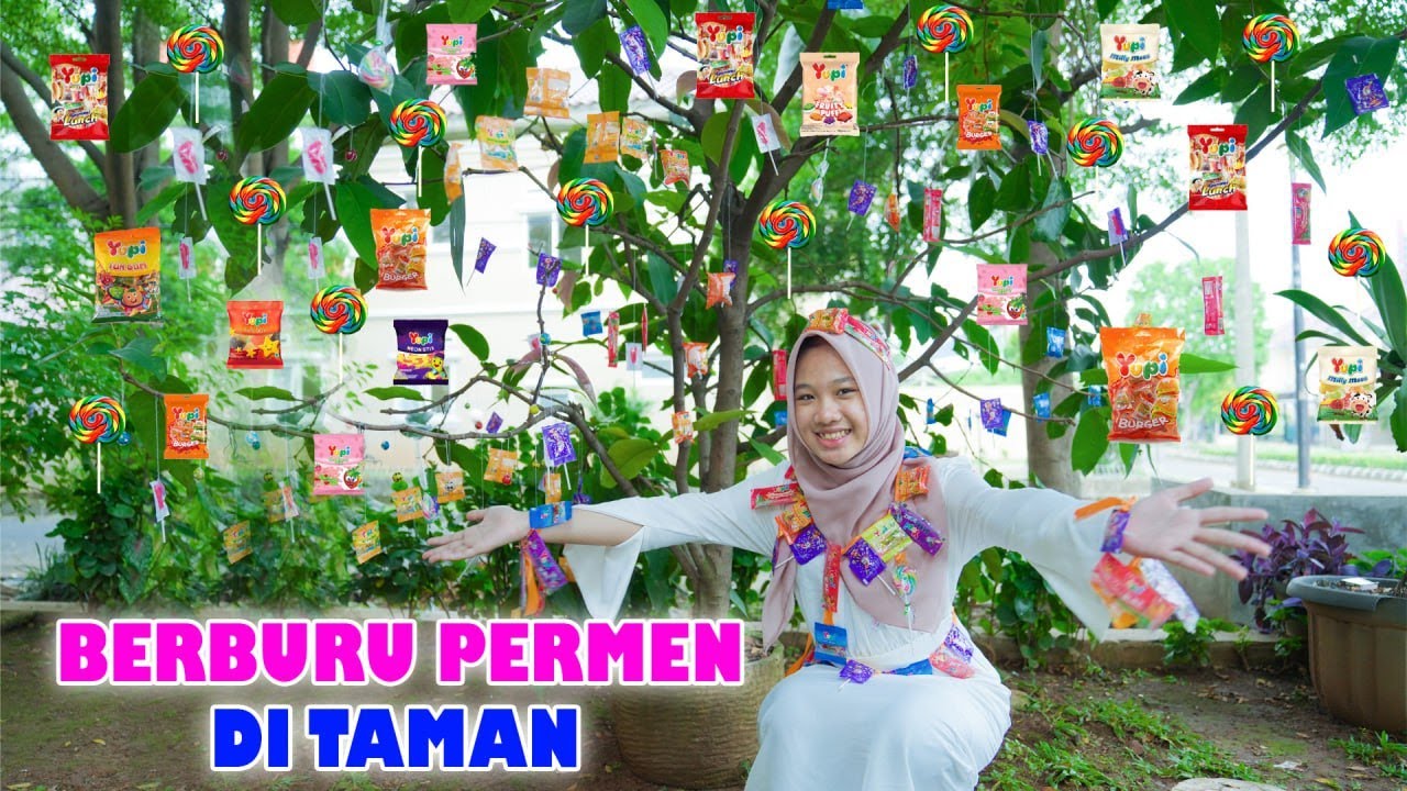 Panen Semua Permen Yupi Bola Mata Lolipop & permen kaki Di Taman