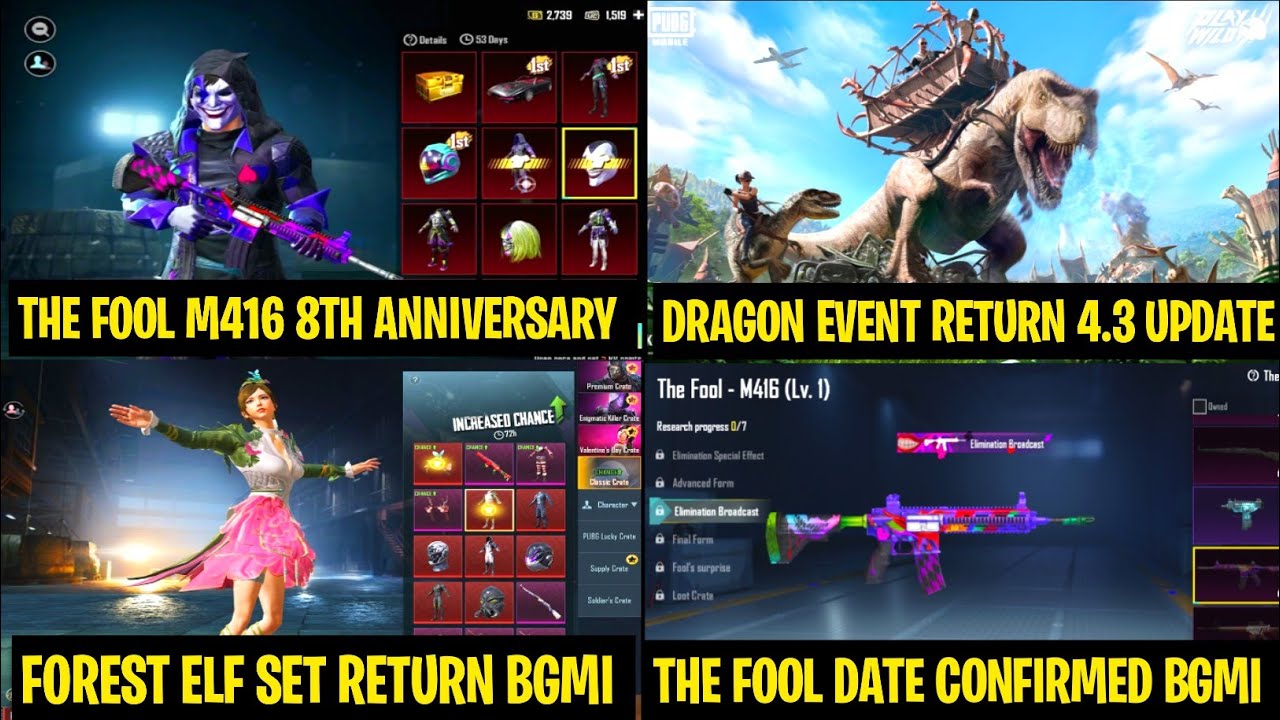 😍The M416 Fool 8th Anniversary ￼& Forest Elf Set Return | Dragon Mode Coming 4.3 | Update Next Uc up