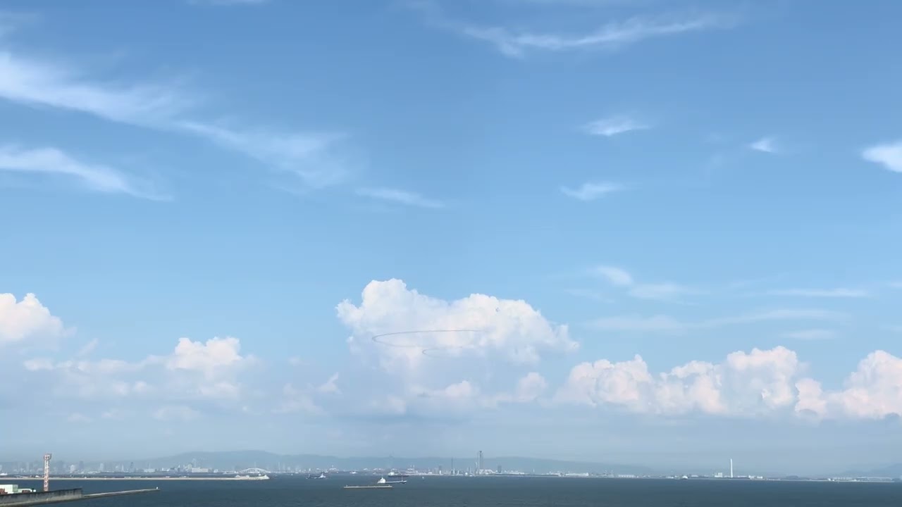 20250712大阪万博 ブルーインパルス 神戸スカイブリッジより