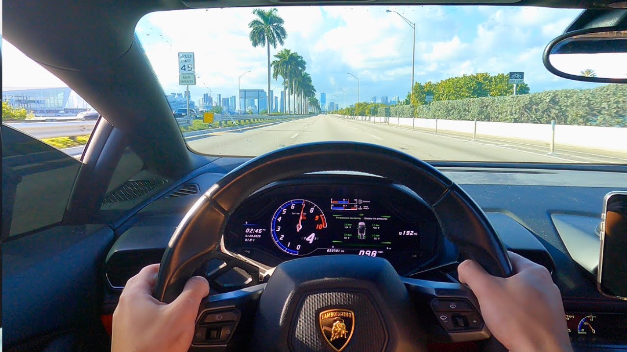 POV: Lamborghini Drive through Miami (F1 Exhaust + Tune)