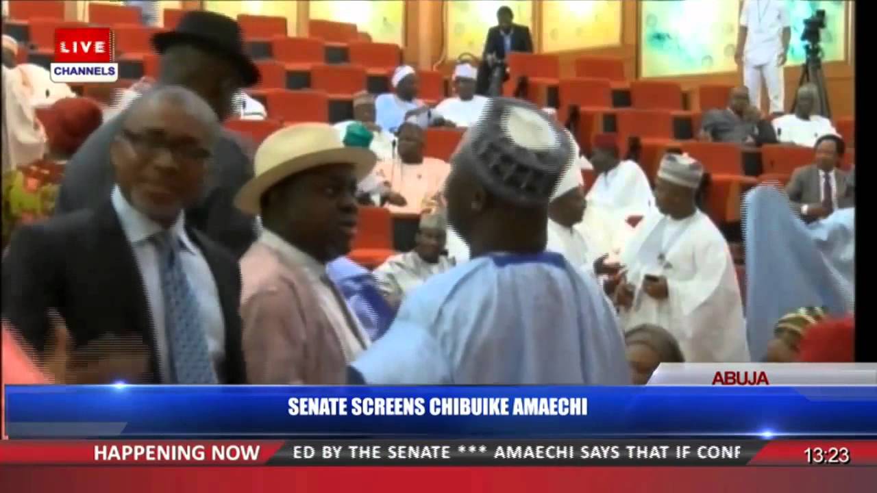 Amaechi Struggles To Leave Senate As Supporters Celebrate Tension Free Screening     22/10/15