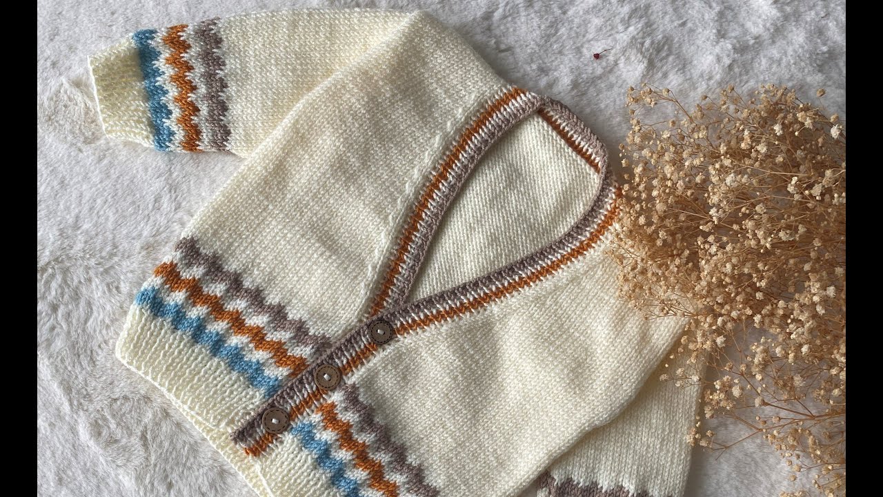 Zigzaglı çok kolay erkek bebek hırka yapılışı (1-2 yaş) Make a very easy zigzag baby boy cardigan
