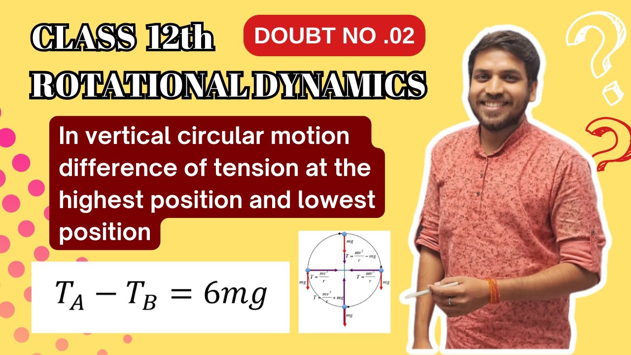 Rotational dynamics | In vertical circular motion TA - TB=6mg | class HSC | Sanjeev Pandey Physics
