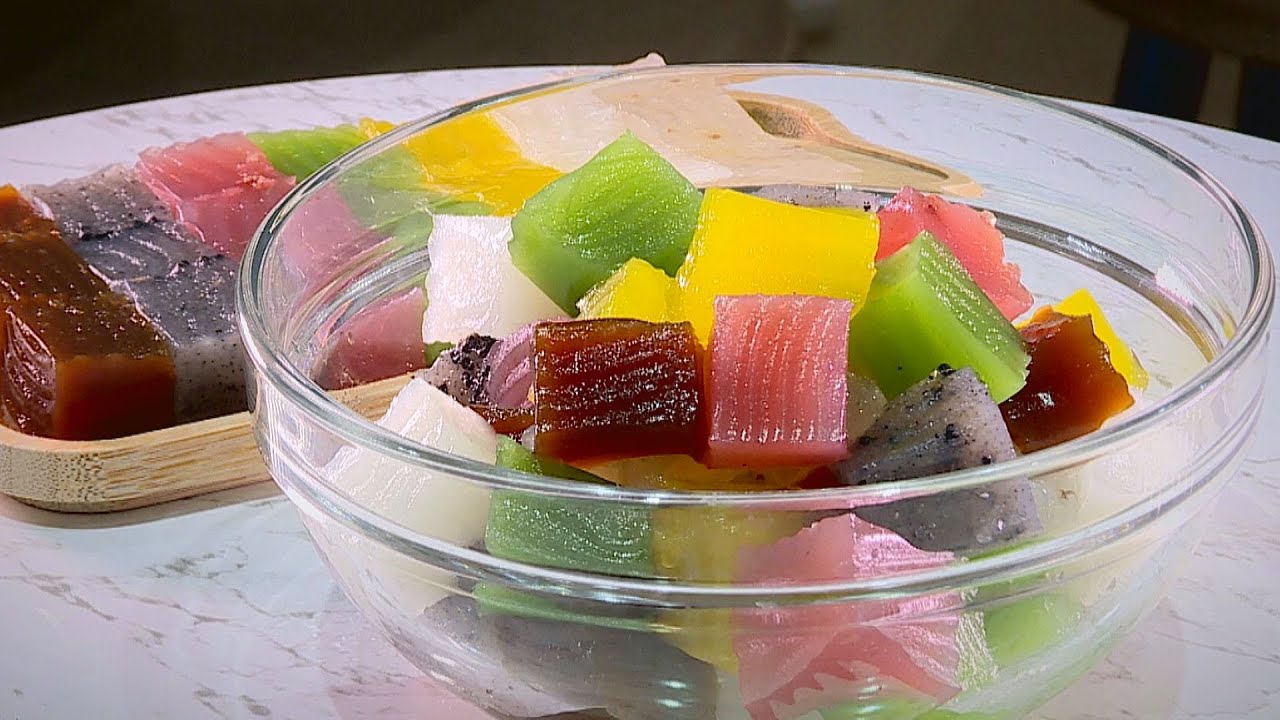 超吸睛夏日甜品彩色粉粿-台灣美食 │Colorful  Jelly Cake-Taiwanese Street Food