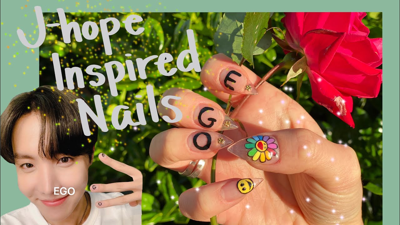 J-hope Outro: Ego Inspired Nails 🦋🌺🌞🌈🥺