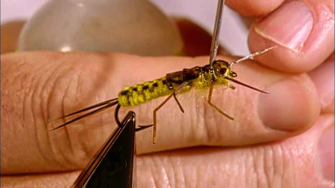 Оливер Эдвардс завязывает свою мушку-нимфу «Клетчатое плетение» Stone Fly Nymph