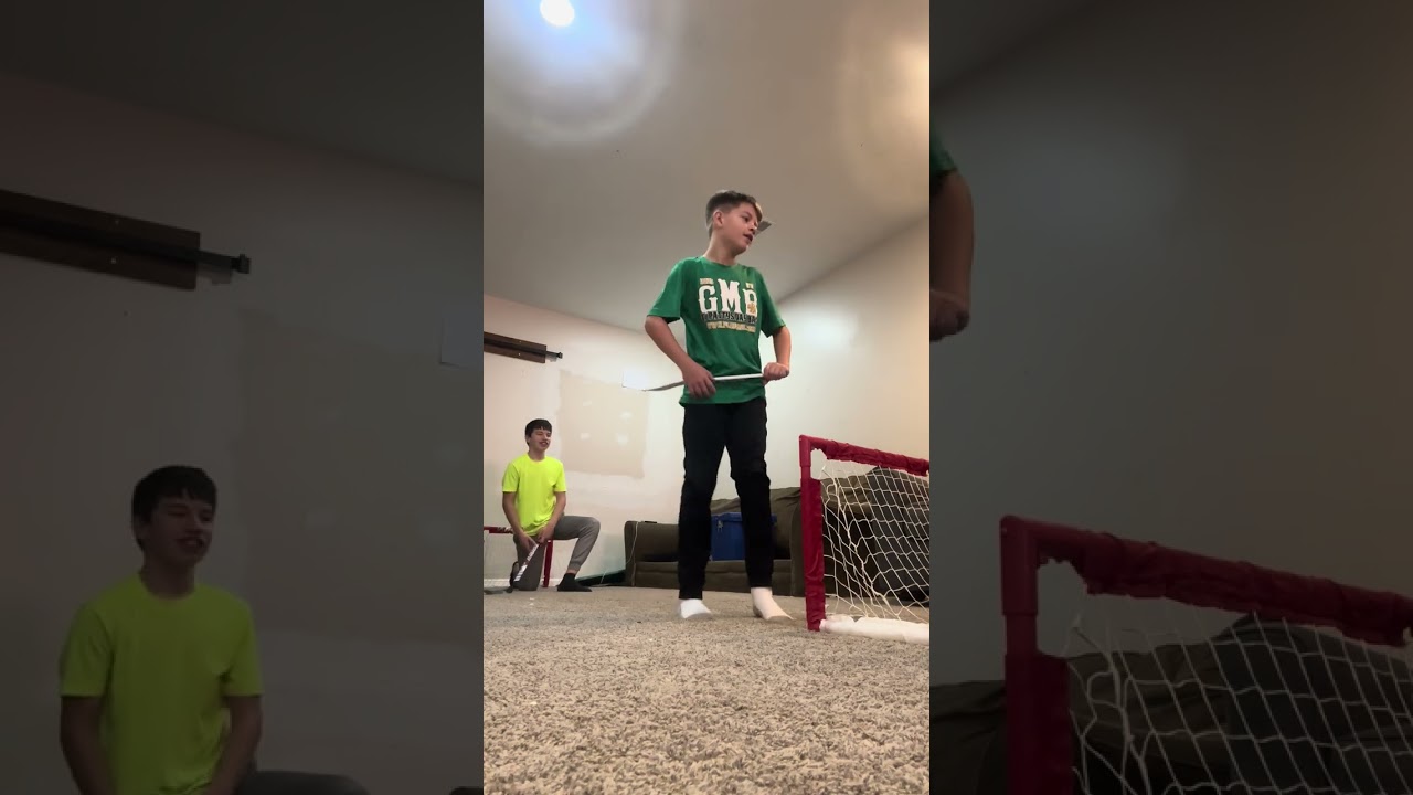 Knee Hockey game two against my friend!