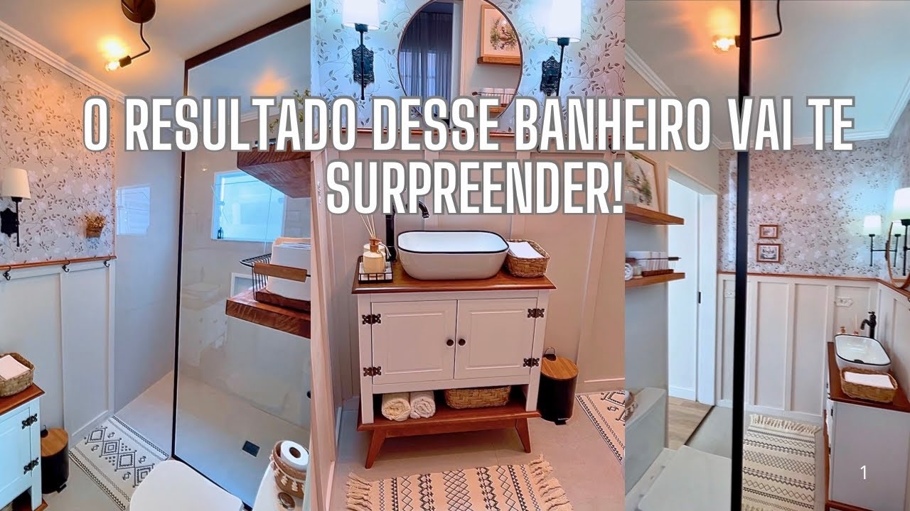 COMO FICOU LINDO O RESULTADO FINAL DA DECORAÇÃO DO BANHEIRO UM ANTES E DEPOIS INCRÍVEL!