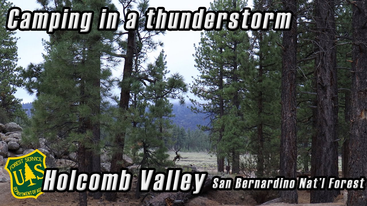 Sounds of camping ambient nature ASMR during a thunderstorm at Holcomb Valley