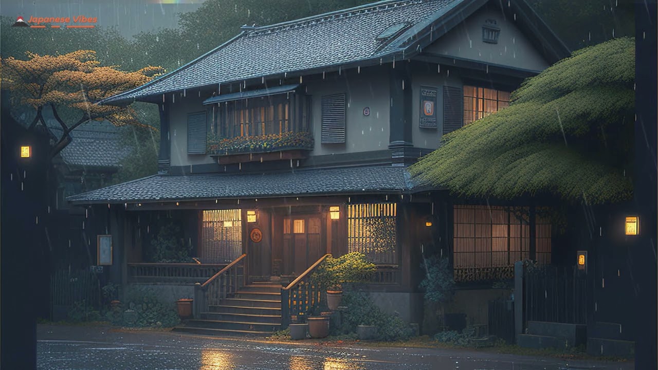 Japanese house rain sounds for sleep [4K Video] Best Rain and Thunder Sounds