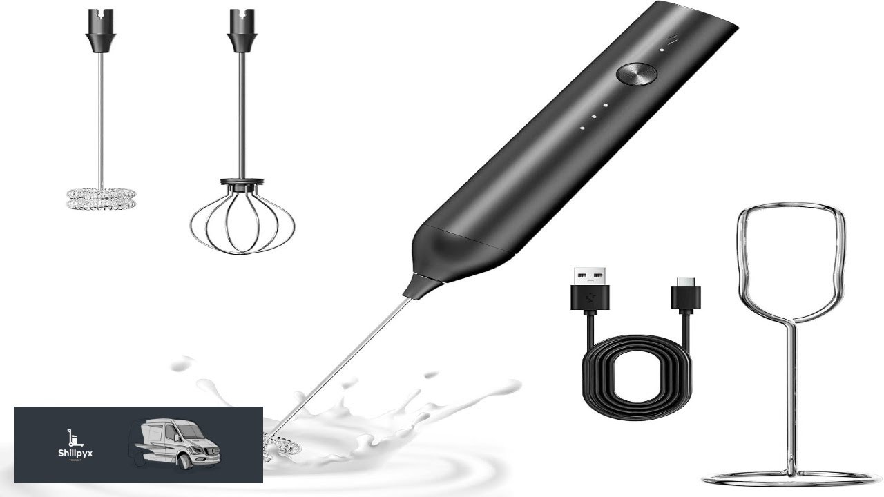 Kitchen Milk Frother Handheld with Stand 3 Speeds Adjustable Mixer Electric Handheld