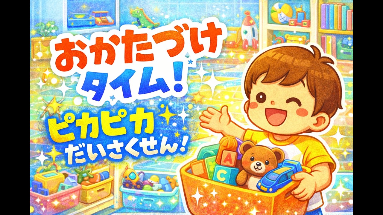 おかたづけタイム！ピカピカだいさくせん｜こどもが楽しく片づける生活習慣ソング🎵