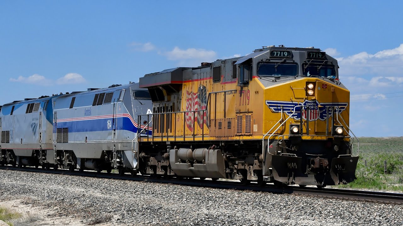Union Pacific Helps Amtrak Train With P42 Locomotive 164