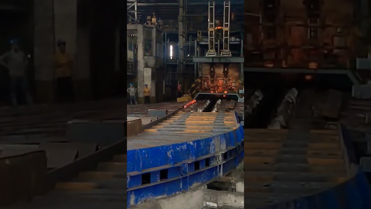 Billet comming out from CCM #billet #ccm #industry #rollingmill #continuous #casting #machine