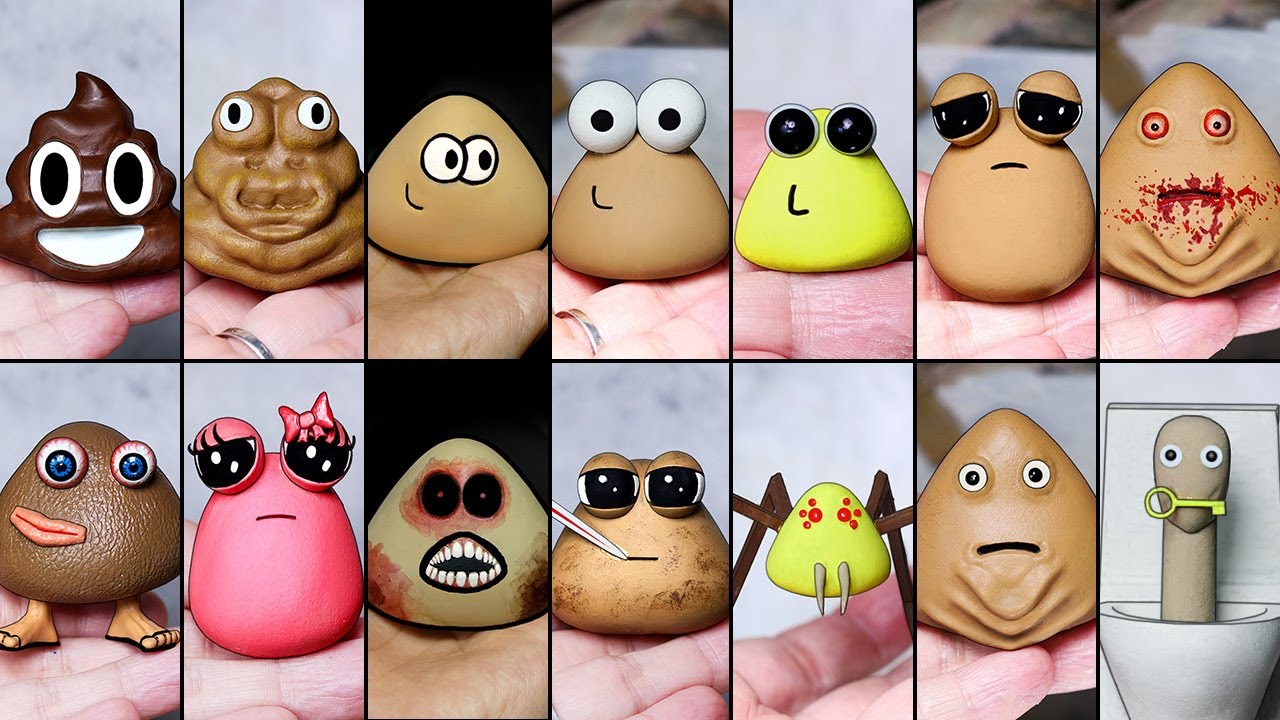 Создание скульптур Pou & Sad Pou & Bou's Revenge. Подборка покадровой съёмки.