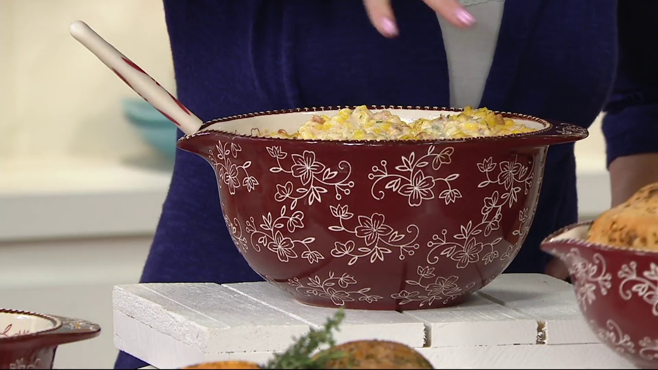 Temp-tations Old World or Floral Lace Set of 5 Bowls w/ Pour Spouts on QVC