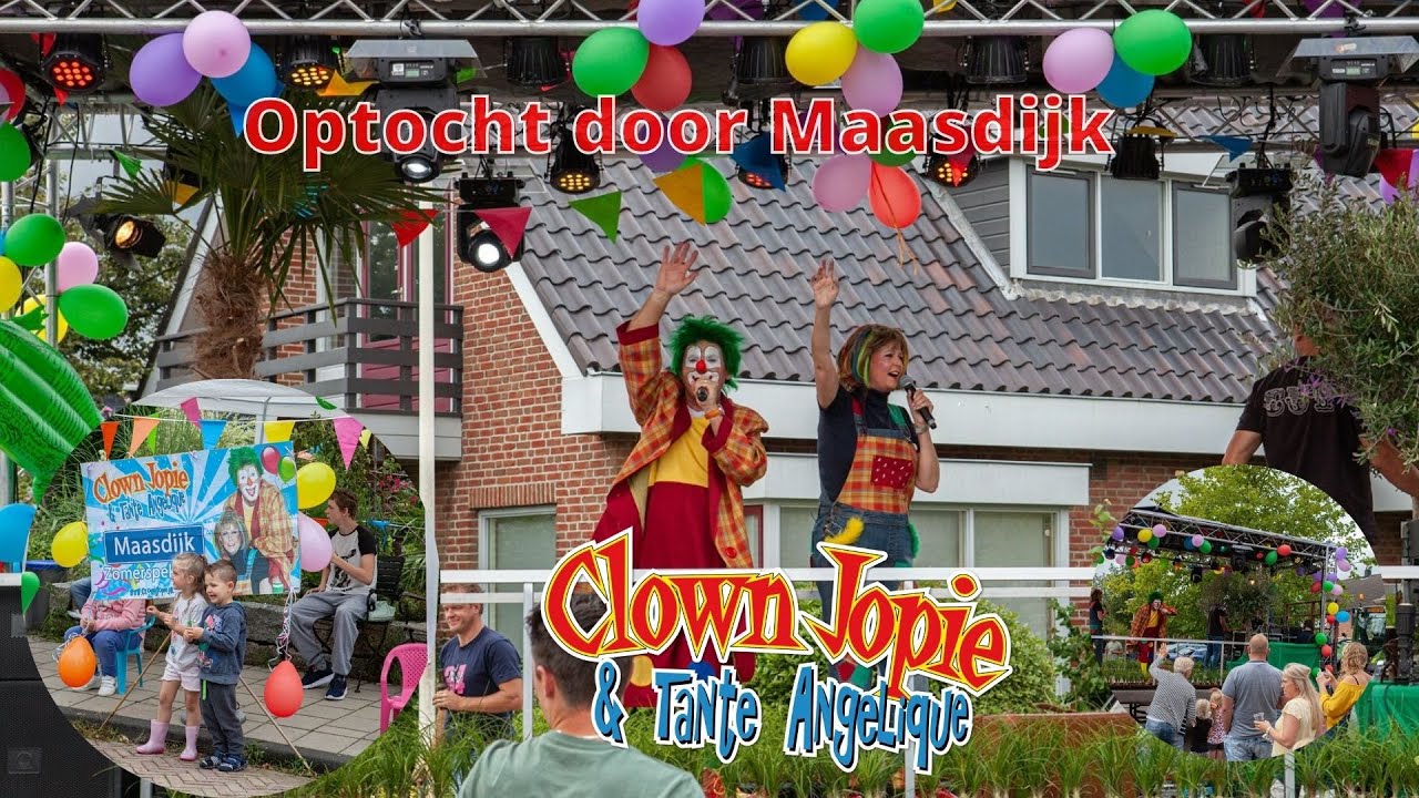 Clown Jopie & Tante Angelique toer door Maasdijk tijdens Corona - Zomerspektakel 2020 #Spekontour