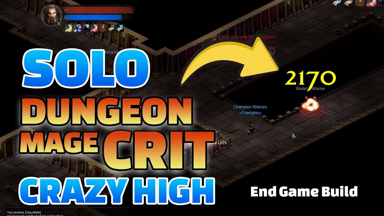 HIGH CRIT DAMAGE - SOLO DUNGEON EARLY GAME  MAGE BUILD - DREADMYST NO COMMENTARY