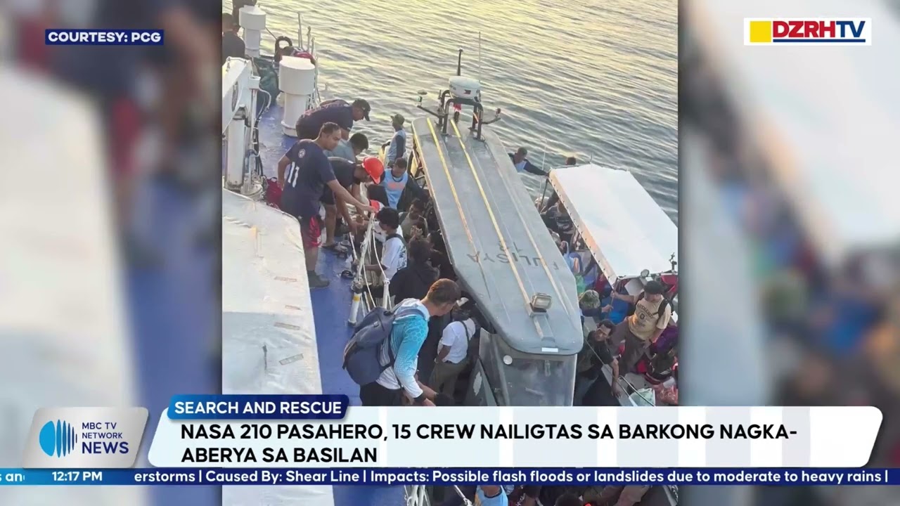 NASA 210 PASAHERO, 15 CREW NAILIGTAS SA BARKONG NAGKA-ABERYA SA BASILAN