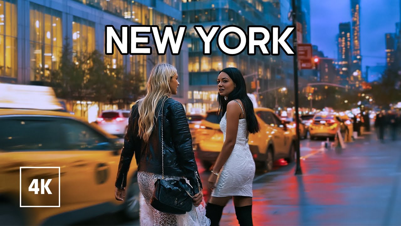 Relaxing Evening Walk in NEW YORK - Manhattan at Night, Walking Tour 4k
