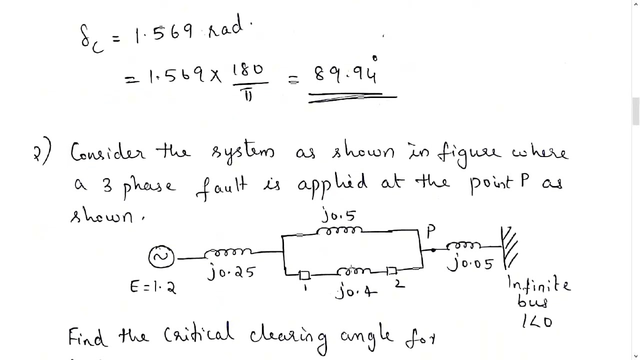 KTU_EET304_PS II_Module 3_problems related to critical clearing angle