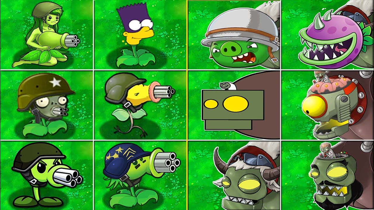 Plants vs Zombies Mod | ZomBotany - All Gatling PEA Plants VS All Dr. Zomboss