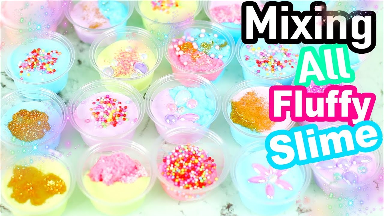 Mixing all My Fluffy Slime into a Giant Fluffy Slime - Satisfying Slime Mixing