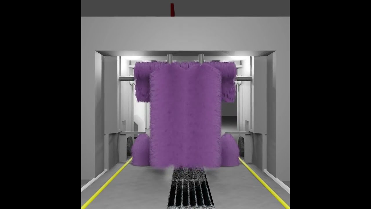 【Back view】Full wash cycle human carwash animation【人間洗車機】