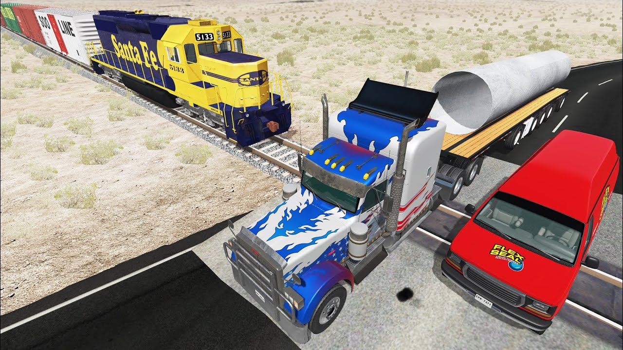 Trucks Vs Rail #1 - Beamng.Drive