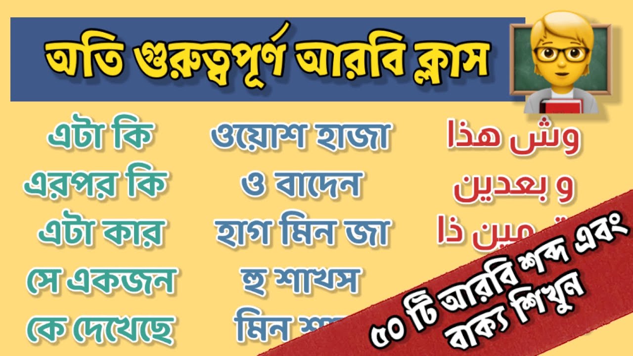 ৫০ টি আরবি শব্দ এবং বাক্য শিখুন ( part 1 )। learn 50 Arabic words