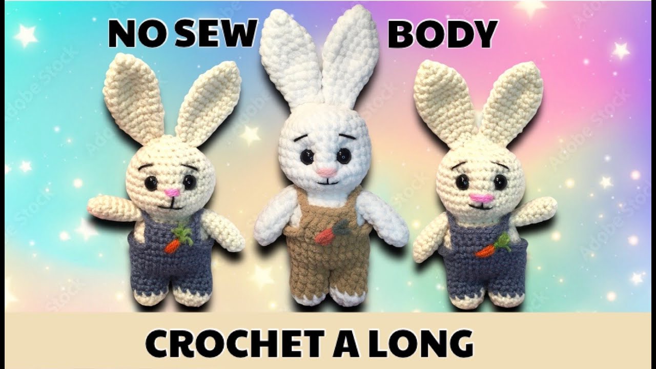 CROCHET BUNNY RABBIT IN OVERALLS