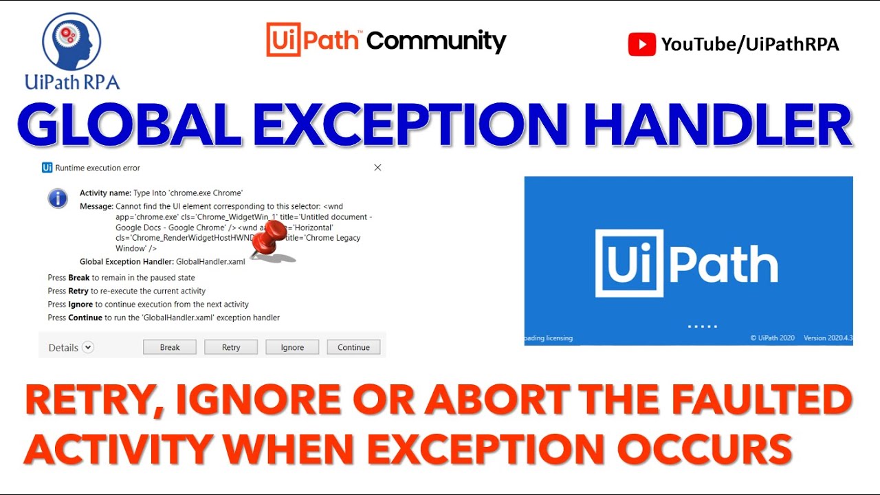 UiPath Global Exception Handler | Global Handler Workflow in UiPath | UiPath Tutorial | UiPath RPA