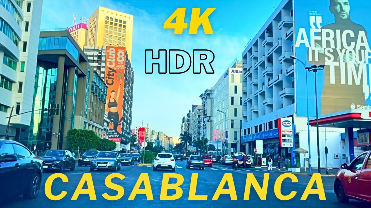 [ 4K HDR ] A car tour through the streets of Casablanca , Morocco | person walking