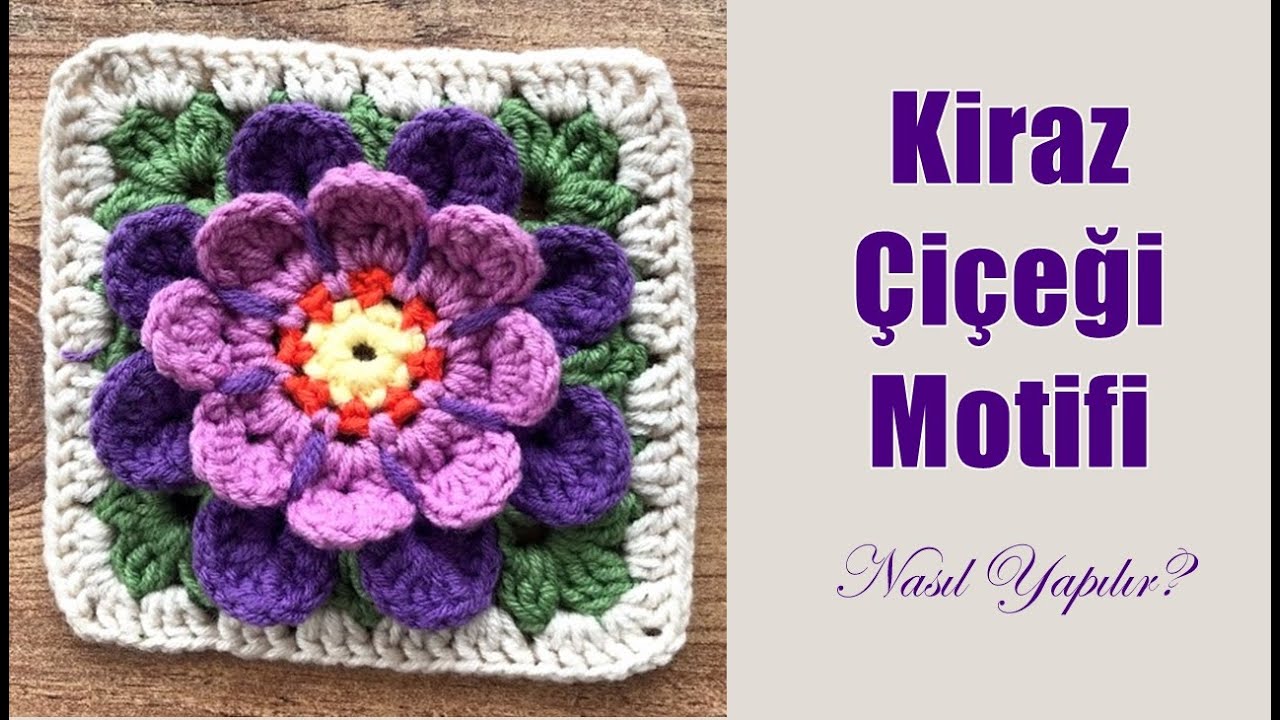 Kiraz Çiçeği Motifi / Kare Yatak Örtüsü Modeli / Koltuk Örtüsü Motifi