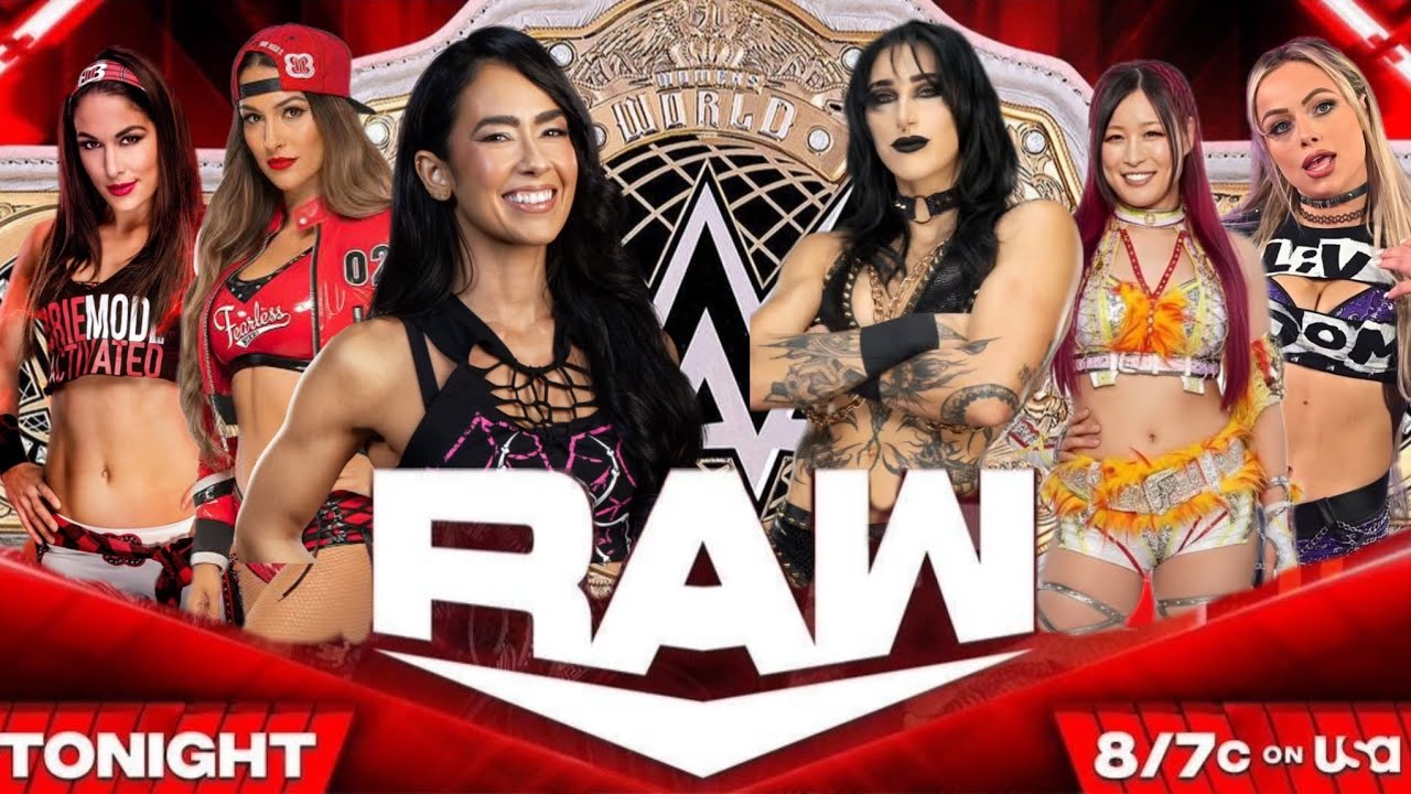 AJ Lee & Nikki Bella & Brie Bella vs Liv Morgan & Rhea Ripley & Iyo Sky 