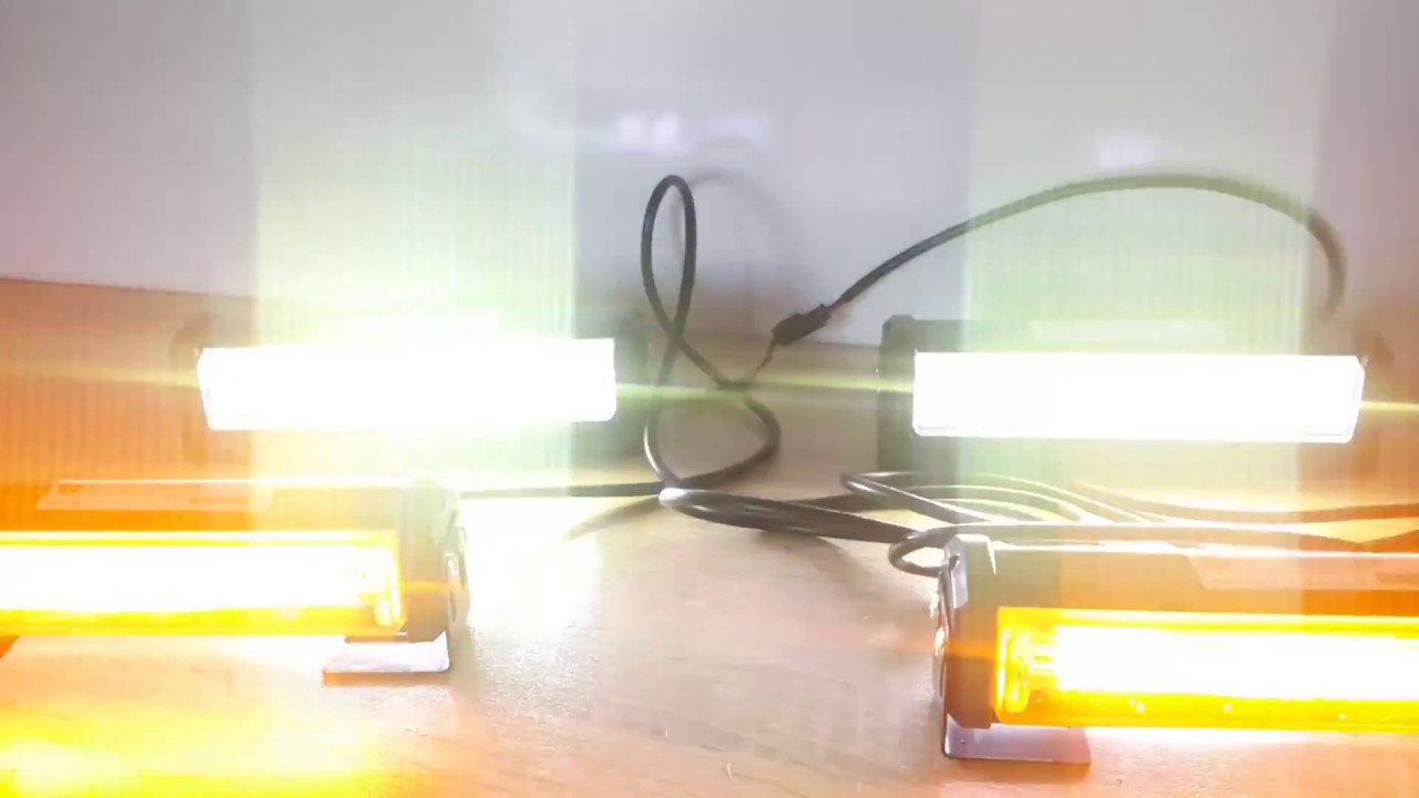 Κιτ 4 x COB LED bar Strobe 12v/24v έκτακτης ανάγκης φώτα φορτηγών Πορτοκαλί - λευκό www.gadgetopolis