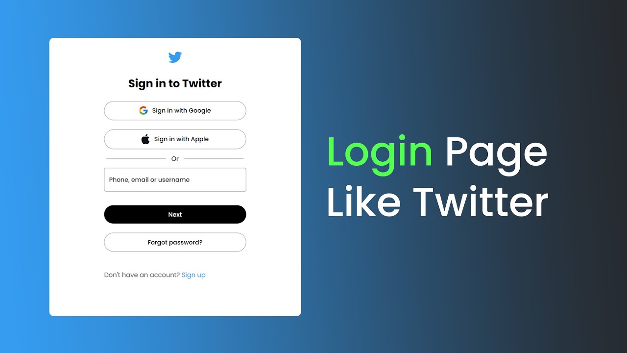 Как сделать страницу входа в стиле Twitter с помощью HTML и CSS | Дизайн страницы входа с помощью...
