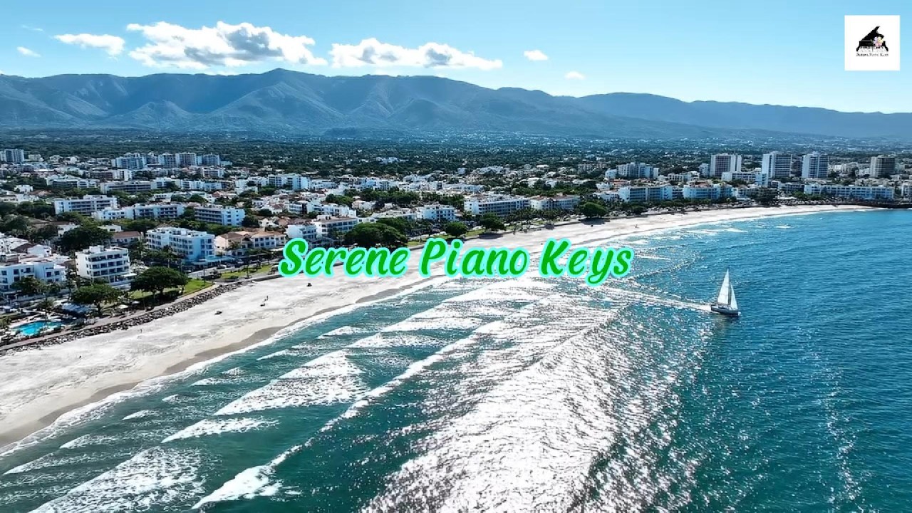 Serene piano keys finding mountain silence and inner peace