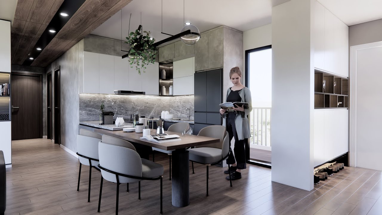 Modern Livingroom & kitchen | Enscape 3.0 in Realistic Render | 4K animation