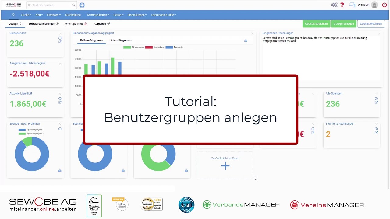 SEWOBE Vereinssoftware: Benutzergruppe anlegen im VereinsMANAGER