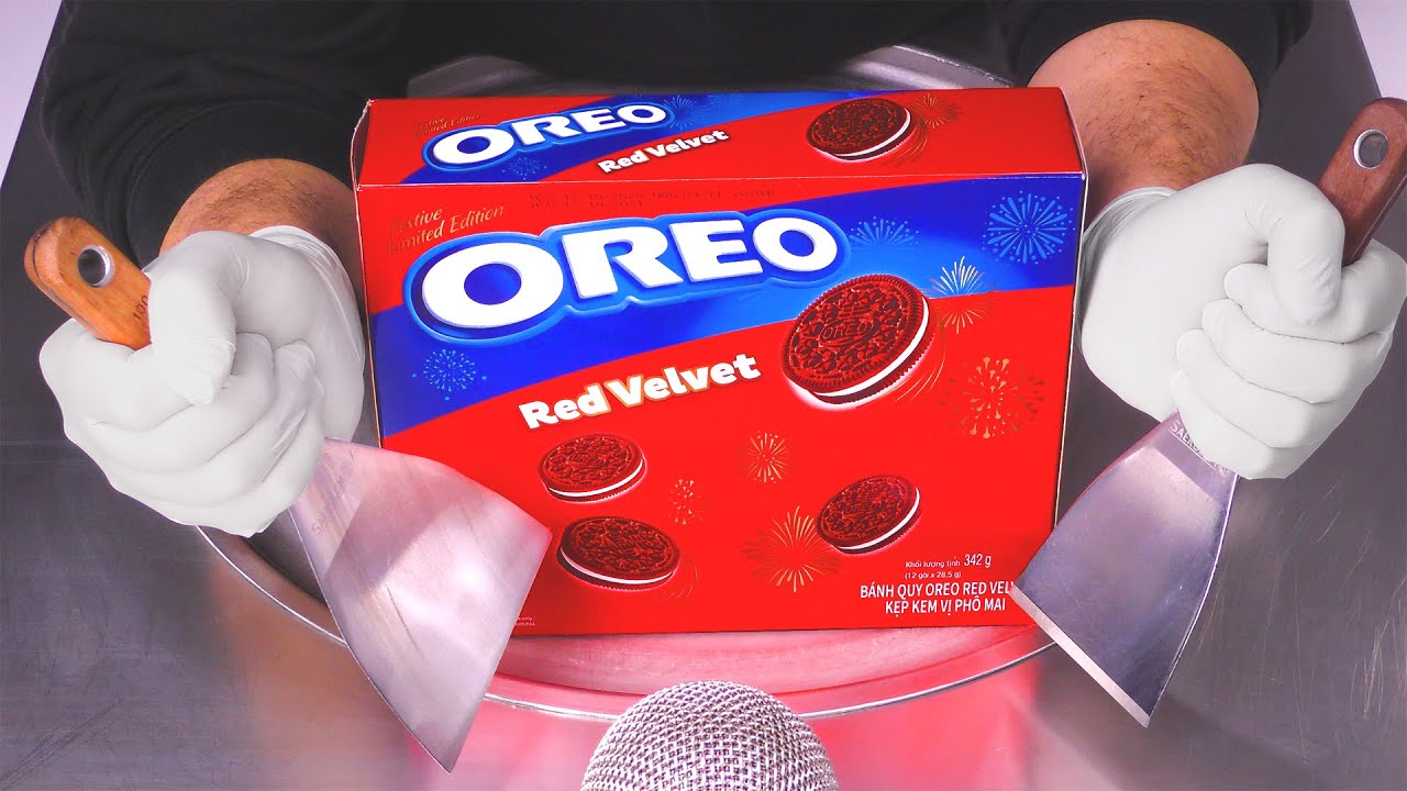 OREO Red Velvet - Ice Cream Rolls | ASMR