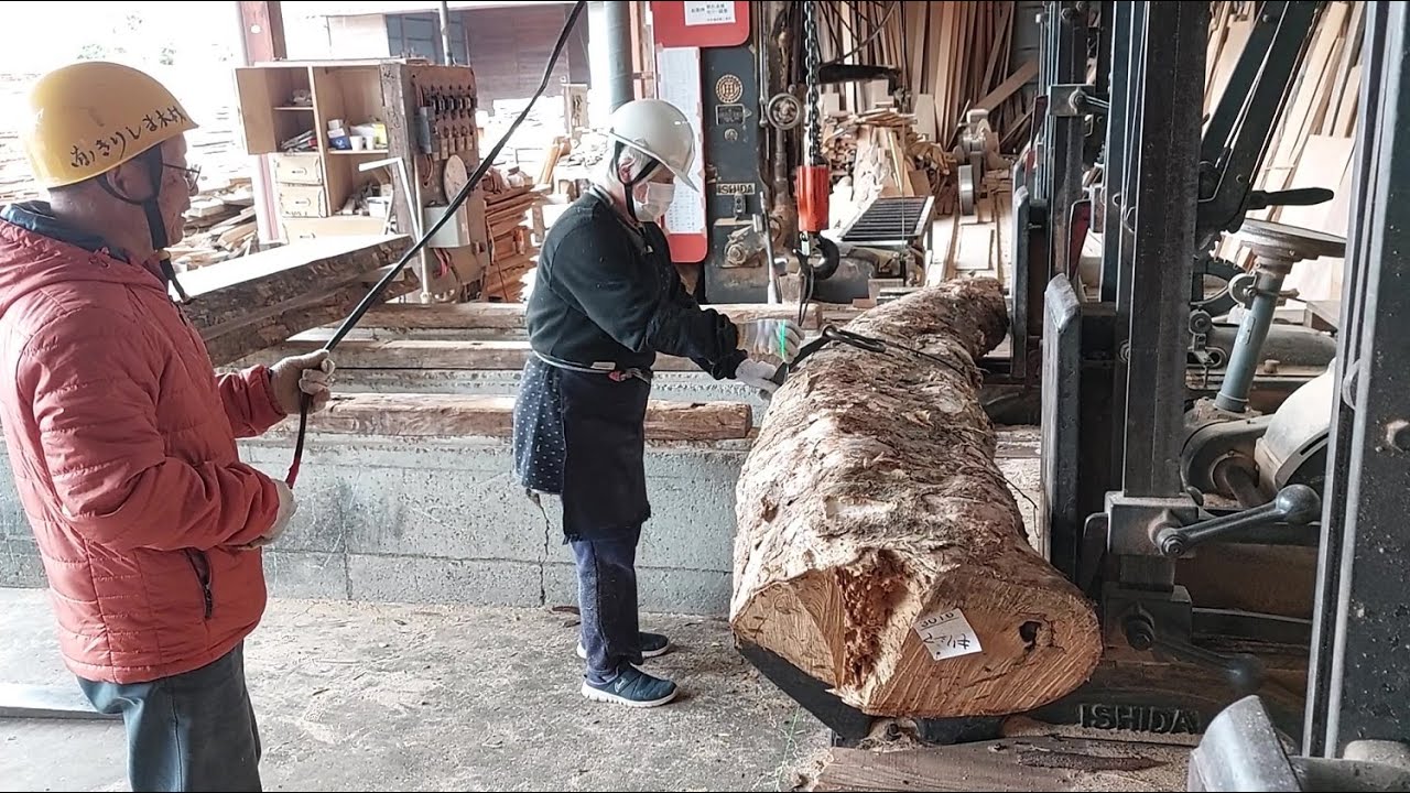#45 【製材】大きな山芋を製材してみました。中はネバネバしていませんでした。I tried to saw a big yam. The inside was not sticky.