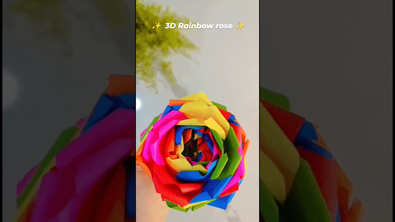 3D Rainbow Rose 🌈 | Easy DIY Paper Flower | 
