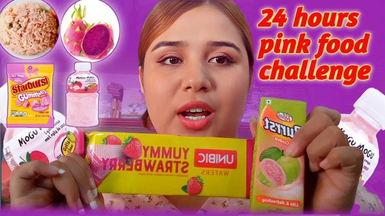I only ate PINK FOOD for 24 hours💖||Food Challenge❤️