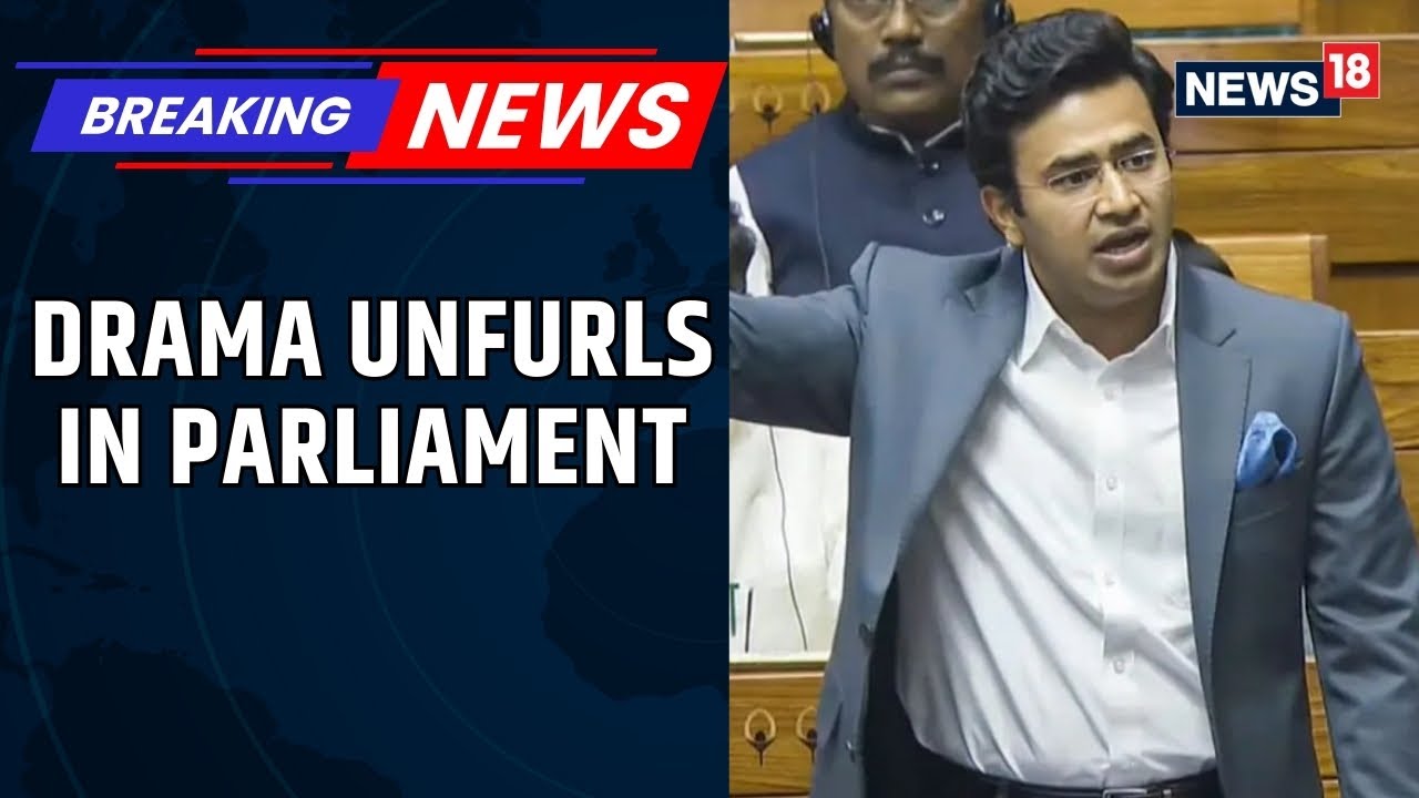 Tejashvi Surya Slams Opposition As High Drama Erupts in Parliament During Motion Of Thanks | News18
