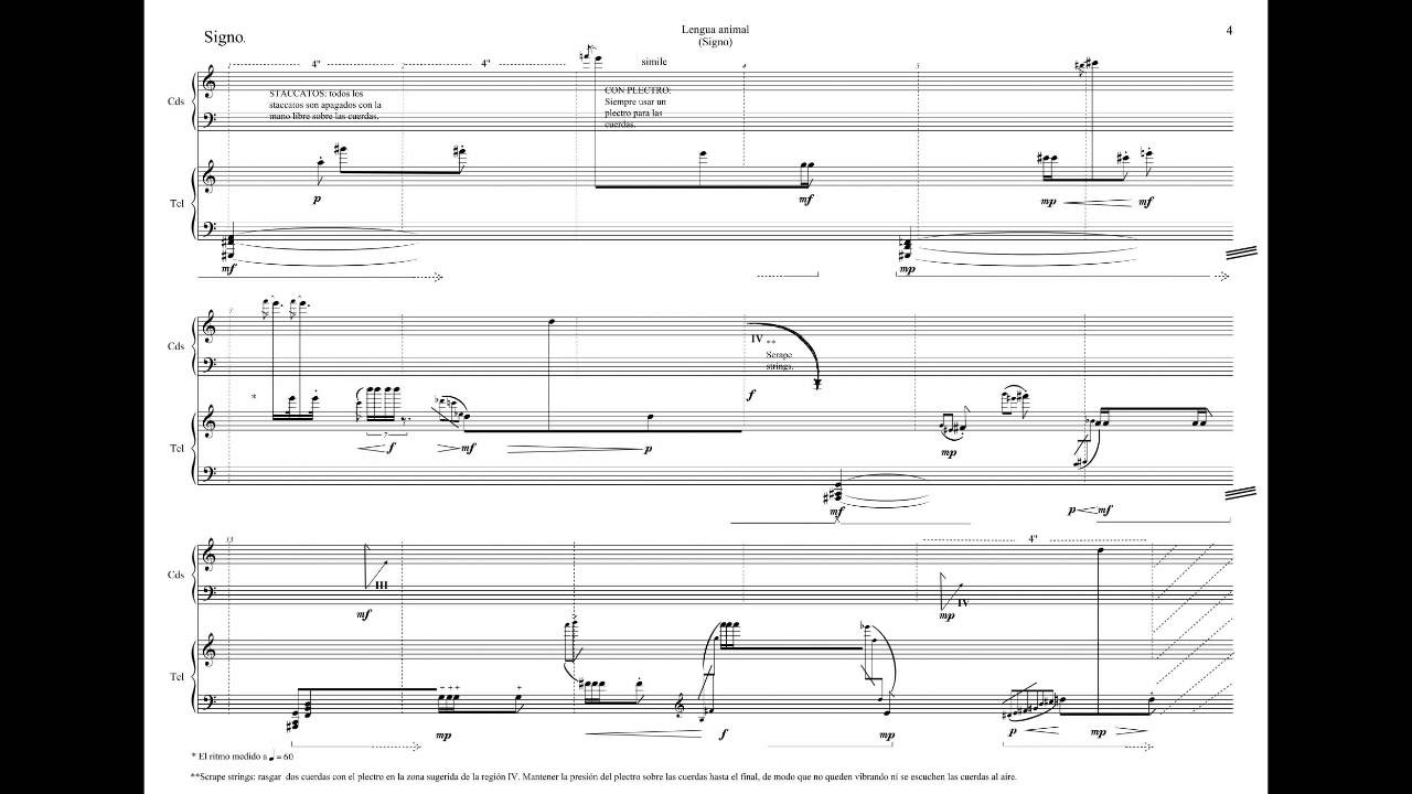 Lengua Animal - extended piano techniques (Piano Score)
