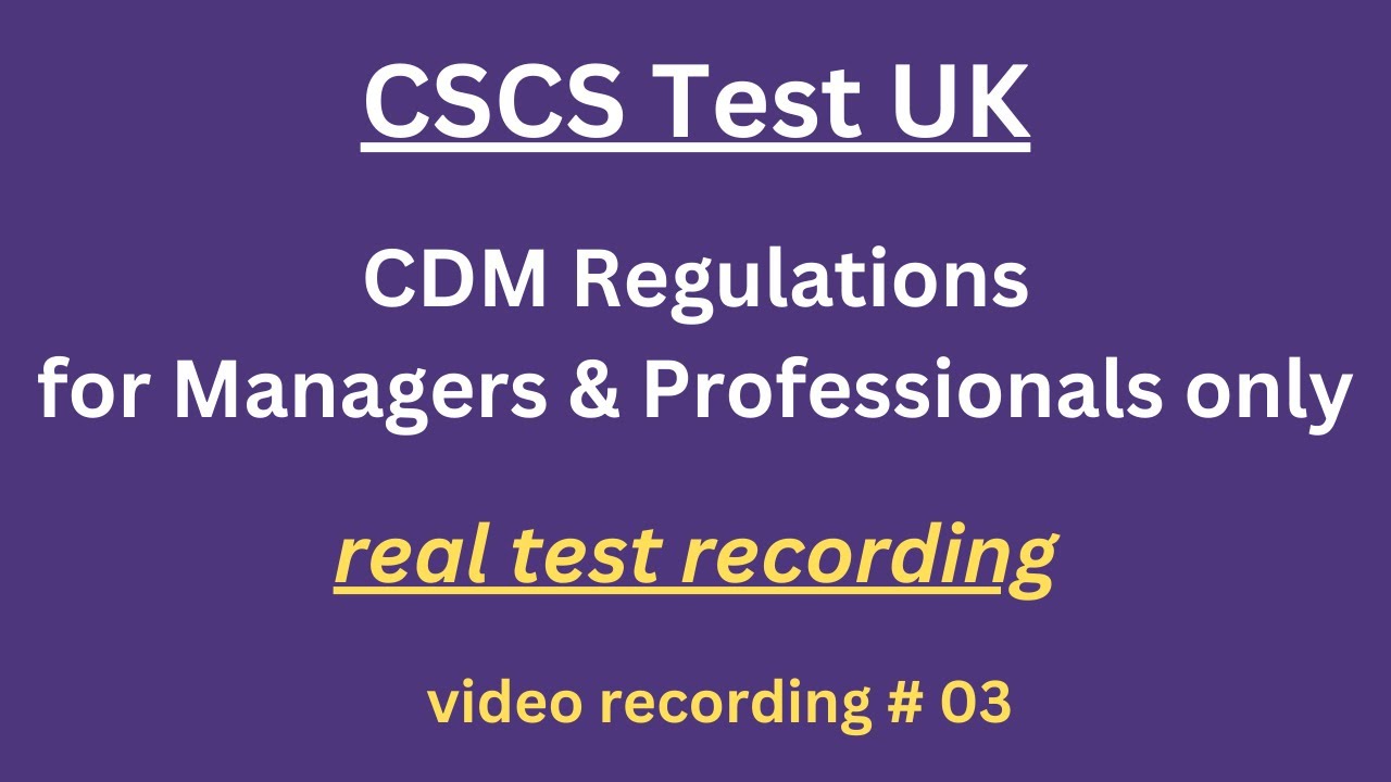 Тест CSCS UK 2024 | CSCS Card UK | Тест CSCS для менеджеров и специалистов | №3 #cdm #regulations...